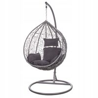 Scaun leagan suspendat, Springos, Carmen, ratan sintetic, gri, perna gri inchis, max 150 kg