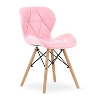 Scaun stil scandinav, Artool, Lago, piele ecologica, lemn, roz, 47x52x73 cm