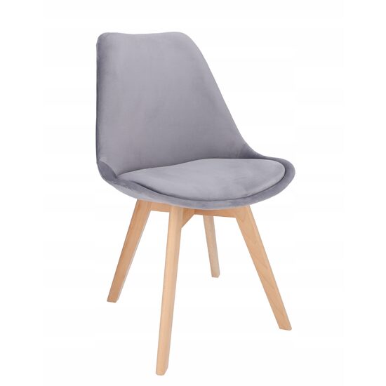Scaun bucatarie/living, Jumi, Bari, catifea, lemn, gri, 49x60x82 cm