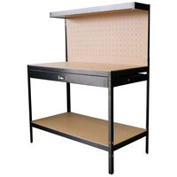 Masa de lucru, atelier, metalica, cu panouri pentru scule, sertar, raft, max 230 kg, 120x60x150 cm, Strend Pro
