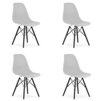Set 4 scaune stil scandinav,  Artool, Osaka, PP, lemn, gri si negru, 46x54x81 cm