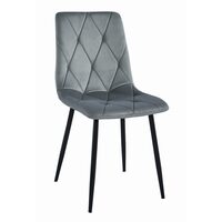 Scaun bucatarie/living, Artool, Libra, catifea, metal, gri si negru, 44x40x88.5 cm