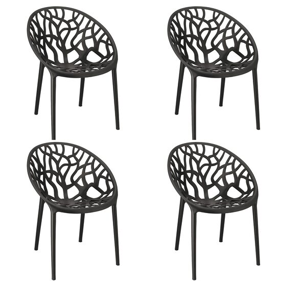 Set 4 scaune terasa/bistro, Jumi, Albero, PP, negru, 58x56x80 cm
