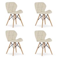 Set 4 scaune stil scandinav, Artool, Lago, catifea, lemn, bej, 47x52x74 cm