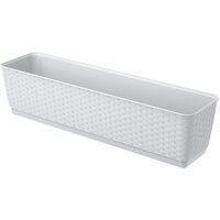 Jardiniera decorativa, Prosperplast, imitatie ratan, alba, 59x15.4x14.2 cm, Old