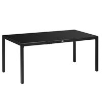 Masa gradina/terasa pentru exterior, aluminiu, blat sticla securizata, negru, 8 persoane, 180x80x72 cm