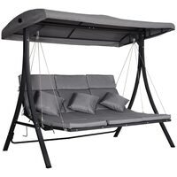 Balansoar gradina, 3 locuri, gri, 200x115x168 cm, perne captusite, max 270 kg, Maldive