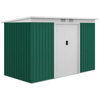 Casuta/magazie/sopron de gradina pentru depozitare unelte, otel, verde, 280x130x172 cm