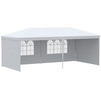 Pavilion pentru gradina/comercial, cadru metalic, 4 pereti, pliabil, alb, 5.85x2.95x2.55 m
