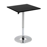 Masa bar/living, reglabila, rotativa, blat MDF, metal, negru, 60x60x82-103 cm