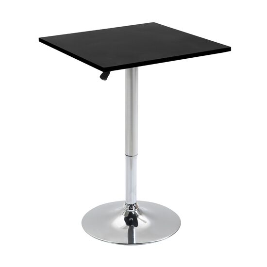Masa bar/living, reglabila, rotativa, blat MDF, metal, negru, 60x60x82-103 cm