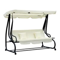Balansoar gradina, 3 locuri, crem, 200x120x164 cm, functie pat, max 340 kg, Tripoli