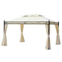 Pavilion/foisor pentru gradina/terasa, cadru metalic, cu perdele, crem, 4x3x2.80 m