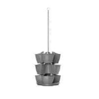 Suport de agatat ghivece, cu lant, gri, 88 cm