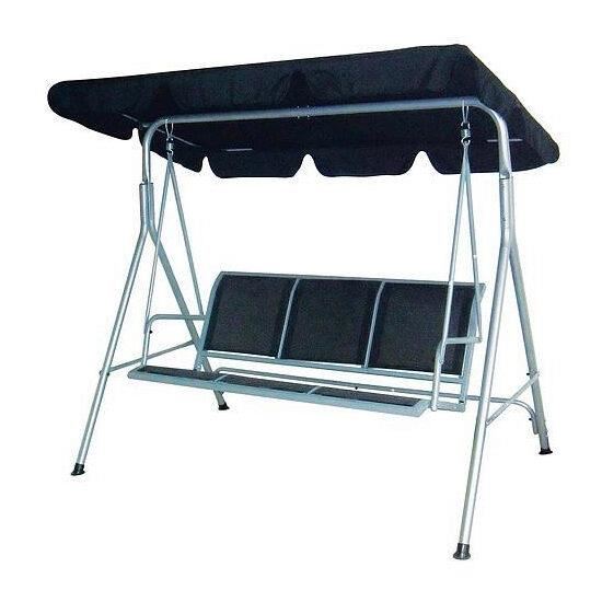 Balansoar gradina, 3 locuri, negru/gri, 175x112x155 cm, Cairo