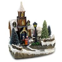 Decoratiune Craciun, Biserica cu 8 LED-uri, 20x15x20 cm
