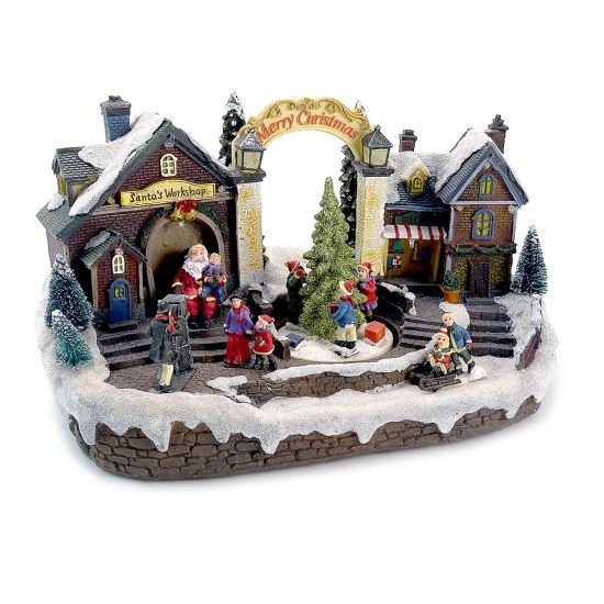 Decoratiune Craciun, Sat cu LED-uri, 33x18x20 cm