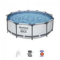 Piscina structura metalica, rotunda, pompa filtrare, scara, 366x100 cm, Bestway Steel Pro Max