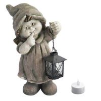 Decoratiune gradina din ceramica - Fetita cu felinar 39 cm