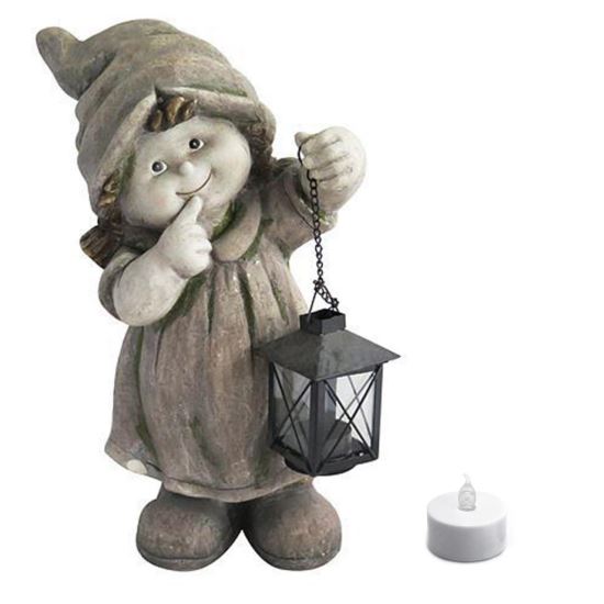 Decoratiune gradina din ceramica - Fetita cu felinar 39 cm