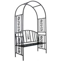 Arcada metalica, pergola, pentru gradina, cu banca, 122x58x203 cm