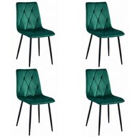 Set 4 scaune bucatarie/living,  Artool, Libra, catifea, metal, verde si negru, 44x40x88.5 cm