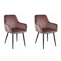 Set 2 scaune bucatarie/living,  Artool, Solden, catifea, metal, roz si negru, 55x45.5x83.5 cm