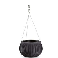 Ghiveci decorativ cu lant, Prosperplast, Beton Bowl, rotund, negru, 23.8x16.1 cm