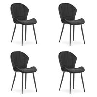 Scaune bucatarie/living, set 4 buc, Artool, Terni, catifea, metal, negru, 50x62x86 cm