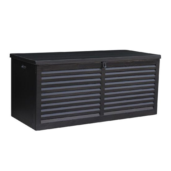 Lada depozitare de gradina, capac cu telescop, negru, 490 L, 146.4x61x64.4 cm
