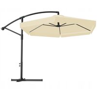 Umbrela gradina/terasa cu LED, Chomik, cu manivela, articulatie tip banana, bej, 300 cm