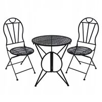 Set mobilier gradina/terasa, metal, negru, 1 masa, 2 scaune, Susan