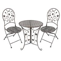 Set mobilier gradina/terasa, metal, maro, 1 masa, 2 scaune, Madison