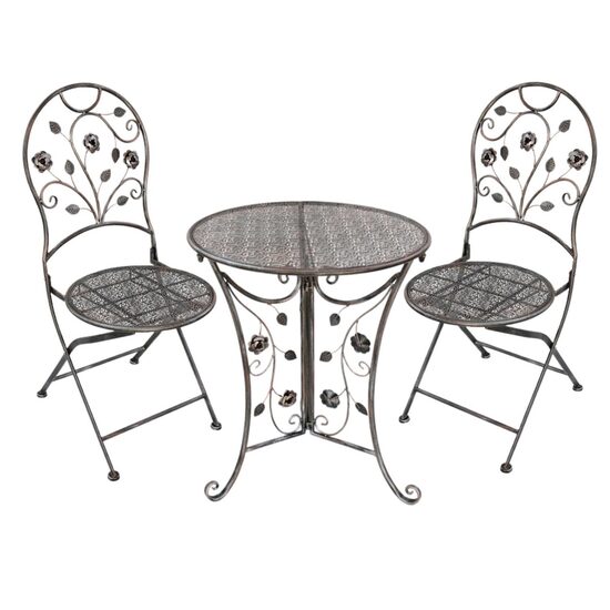 Set mobilier gradina/terasa, metal, maro, 1 masa, 2 scaune, Madison