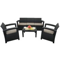Set mobilier gradina/terasa, imitatie ratan, antracit, 1 masa, 2 scaune, 1 canapea, Chomik, Bern