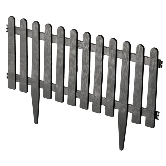 Gard de gradina decorativ, din plastic, gri, set 4 buc, Chomik