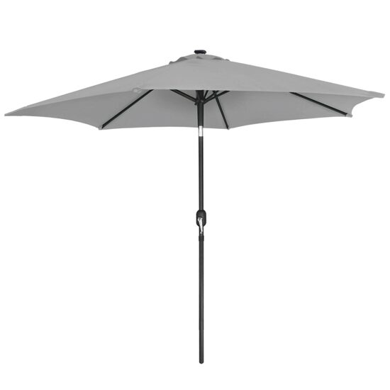 Umbrela gradina/terasa cu LED, manivela, Chomik, gri, 300 cm
