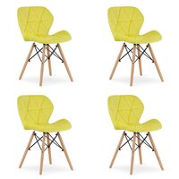 Set 4 scaune stil scandinav, Artool, Lago, catifea, lemn, galben, 48x52.5x74 cm