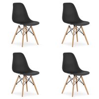 Set 4 scaune stil scandinav, Artool, Osaka, PP, lemn, negru si natur, 46x54x81 cm