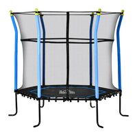 Trambulina copii 3-10 ani, 185x160 cm, cu plasa protectie, negru si albastru, max 60 kg