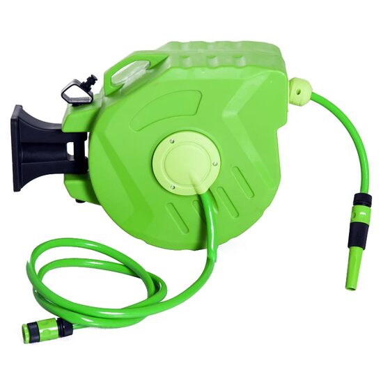 Furtun cu tambur/rola pentru gradina, retractabil/automat, portabil, pentru perete, 1/2", 15 m
