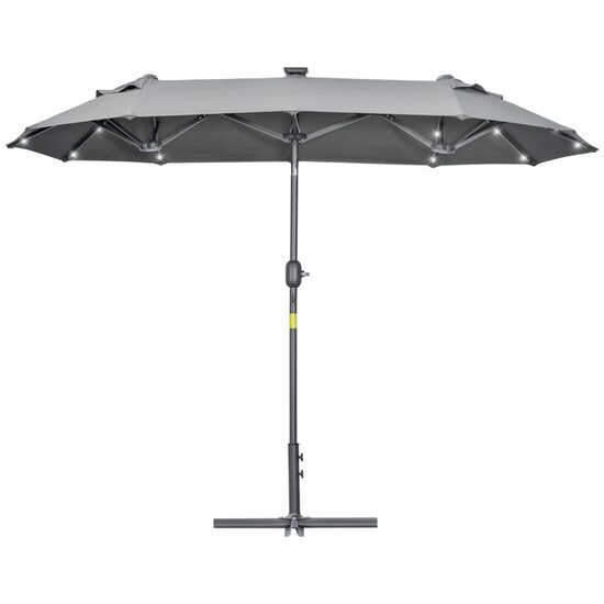 Umbrela gradina/terasa, LED solar, dreptunghiulara, gri, 150x295 cm