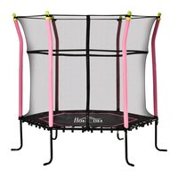 Trambulina copii 3-10 ani, 161x163 cm, cu plasa protectie, negru si roz, max 60 kg