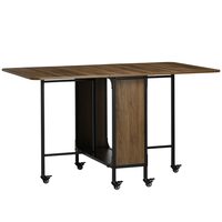 Masa pentru sufragerie/bucatarie, pe roti, extensibila, PAL si metal, maro deschis, 30-130x80x74 cm