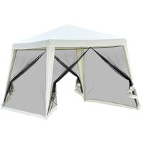 Pavilion/foisor pentru gradina/terasa, cadru metalic, cu plasa pentru insecte, bej, 3x3x2.35 m