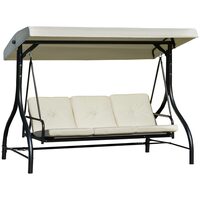 Balansoar gradina, 3 locuri, bej, 195x117x174 cm, functie pat, perne captusite, max 240 kg, Louisiana