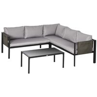 Set mobilier gradina/terasa, gri si negru, 1 masa, 3 canapele, Kayden