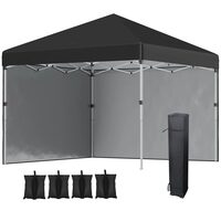 Pavilion pentru gradina/terasa, material Oxford, cu tarusi, corzi ancorare, contragreutati, geanta, reglabil, negru, 2.97x2.97x2.74 cm