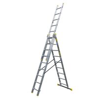 Scara aluminiu, Metalkas, 3 tronsoane, 9 trepte, max 150 kg, 2.4-5.2 m