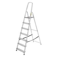 Scara aluminiu, 6 trepte, platforma, max 125 kg, 2.15 m, Drabest